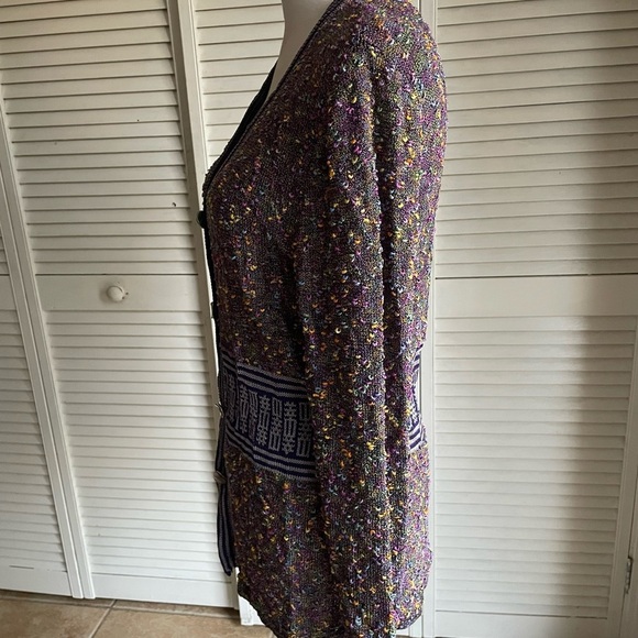 Vintage H MOSS Designs Mclean VA Chenille boucle Cardigan Sweater Sz Small S - Picture 4 of 11